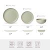 12-Piece Stoneware Dinner Plates Bowls Sets | Microwave & Dishwasher Safe | FDA Certified Non-Toxic Dinner Plates Bowls Set | Stackable Matte Glaze Ki