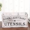 Rural style wooden kitchen utensil storage rack, 1 3-compartment storage box, countertop and wall mounted organizer, made of wood