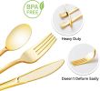 50 Pack Pre Rolled Rose Gold Plastic Silverware Set,Wrapped Plastic Cutlery Set with Napkin Include 50 Forks,50 Spoons