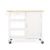 Kitchen Island Cart with Solid Wood Top, 41" Width Mobile Carts with Storage Cabinet, Rolling Kitchen Table with Spice Rack, Towel Rack, and Drawer
