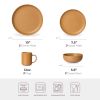 12-Piece Stoneware Dinnerware Sets with Mugs | Microwave & Dishwasher Safe | FDA Certified Non-Toxic Dinner Plates Bowls Set | Stackable Matte Glaze K