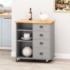 Kitchen Island Cart with Storage,Rolling Side Table on Wheels with Large Worktop, Cabinet with Drawers for Kitchen,Dinning Room