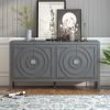 Retro Sideboard door with Circular Groove Design Round Metal Door Handle for Entrance,Dinning Room,Living Room