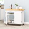 Kitchen Island Cart with Solid Wood Top, 41" Width Mobile Carts with Storage Cabinet, Rolling Kitchen Table with Spice Rack, Towel Rack, and Drawer