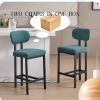 Bar Stools Set of 2, 26 inch Modern Upholstered Fabric Counter Height Barstools