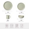 12-Piece Stoneware Dinnerware Sets with Mugs | Microwave & Dishwasher Safe | FDA Certified Non-Toxic Dinner Plates Bowls Set | Stackable Matte Glaze K
