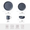 12-Piece Stoneware Dinnerware Sets with Mugs | Microwave & Dishwasher Safe | FDA Certified Non-Toxic Dinner Plates Bowls Set | Stackable Matte Glaze K