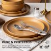 12-Piece Stoneware Dinnerware Sets with Mugs | Microwave & Dishwasher Safe | FDA Certified Non-Toxic Dinner Plates Bowls Set | Stackable Matte Glaze K